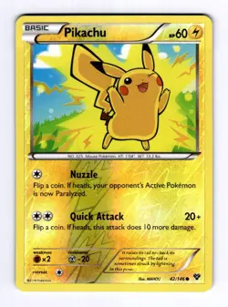 Pikachu XY Base Set #42 (2014) Common Reverse Holo NM Pokemon - Image 1
