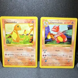 Pokemon TCG Base Set (Shadowless) Charmander 46/102 & Charmeleon 24/102 Lot (2) - Image 1