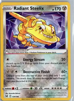 Radiant Steelix 124/196 Lost Origin Pokemon TCG Holo Radiant Rare NM - Image 1