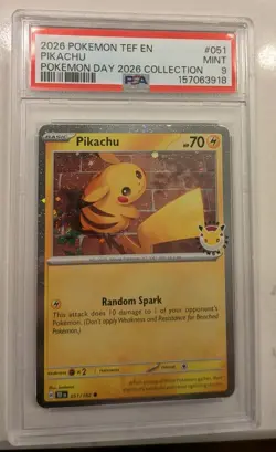 POKEMON PIKACHU PSA 9 TEF EN-TEMPORAL FORCES POKEMON DAY 2026 COLLECTION - Image 1