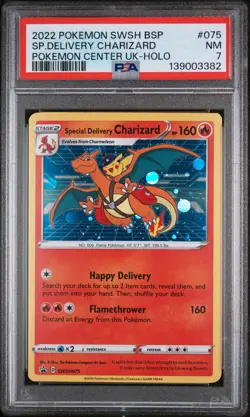 2022 POKEMON SWSH BLACK STAR PROMO #075 SPECIAL DELIVERY CHARIZARD-HOLO PSA 7 - Image 1