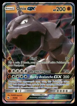 Onix GX 36/68 Holo GX Rare Hidden Fates Pokemon NM - Image 1