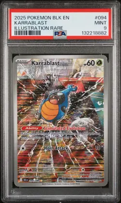 2025 Karrablast 094/086 Illustration Rare Pokemon Black Bolt PSA 9 - Image 1