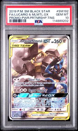 2019 Pokemon Sm Black Star Promo #SM192 Lucario & Melmetal Gx Promo PSA 10 - Image 1
