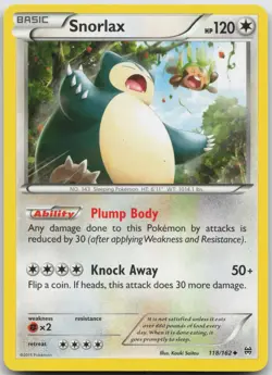 Snorlax 118/162 Uncommon BREAKthrough Pokemon NM/LP - Image 1