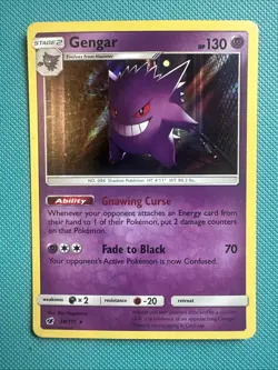 Gengar 38/111 Holo Rare Pokemon Card Sun & Moon Crimson Invasion NM - Image 1