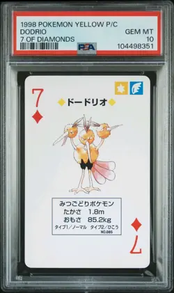 PSA 10 GEM MINT Pokemon Yellow Playing Card - Dodrio 7 of Diamonds (POP 1) ERROR - Image 2
