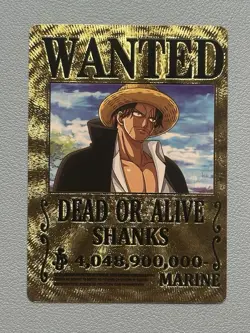 One Piece Shanks WANTED Gold Foil Fan Art Collector Card - Image 1