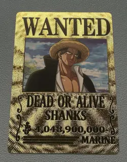 One Piece Shanks WANTED Gold Foil Fan Art Collector Card - Image 2