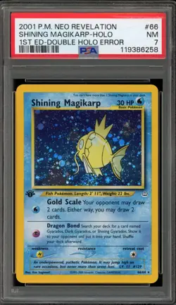 Pokemon Shining Magikarp Neo Revelation 1st Edition #66 DOUBLE HOLO ERROR PSA 7 - Image 1