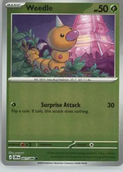 Weedle 001/086 Common ME04: Chaos Rising Pokemon Reverse Holo Near Mint - Image 1