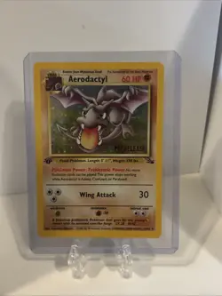 Pokemon Prerelease Aerodactyl #1/62 Holo Rare - 1st Edition Fossil - MP - Image 1