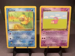 Pokemon TCG 1st Edition Psyduck 53/62 & Slowpoke 55/62 Fossil Set Non Holo VTG - Image 1