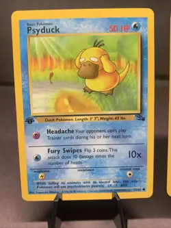 Pokemon TCG 1st Edition Psyduck 53/62 & Slowpoke 55/62 Fossil Set Non Holo VTG - Image 2