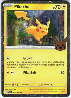 Pikachu 018/091 Holo Rare Trick or Trade BOOster 2024 Pokemon Holo Near Mint - Image 1