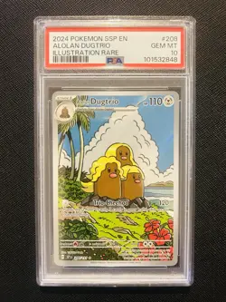 2024 POKEMON SSP EN-SURGING SPARKS ILLUSTRATION RARE #208 ALOLAN DUGTRIO PSA 10 - Image 1