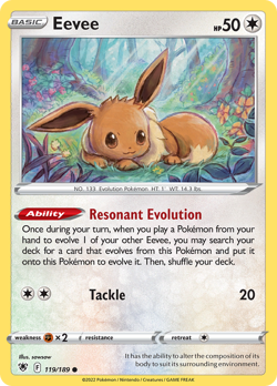 Eevee 119/189 Common Astral Radiance Pokemon Reverse Holo Near Mint - Image 1