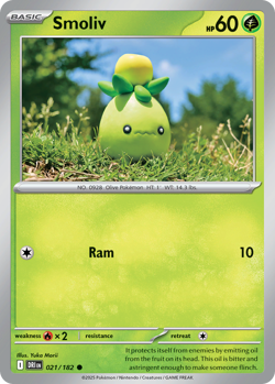 Smoliv 021/182 Common Destined Rivals Pokemon Reverse Holo Near Mint - Image 1