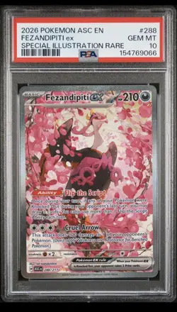 2026 POKEMON ASCENDED HEROES SPECIAL ILLUSTRATION RARE FEZANDIPITI EX PSA 10 - Image 1