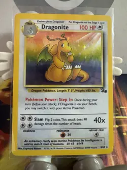 Pokemon TCG Dragonite Fossil 4/62 Holo Rare Unlimited English 1999 - Image 1