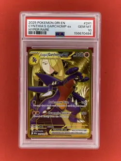 2025 POKEMON DRI EN-DESTINED RIVALS HYPER RARE #241 CYNTHIA'S GARCHOMP EX PSA 10 - Image 1