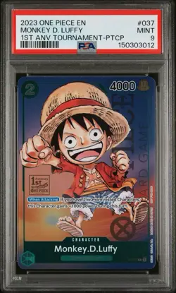 2023 One Piece Monkey D. Luffy (1st Anniversary Stamp) P-037 Promo Card PSA 9 💎 - Image 1