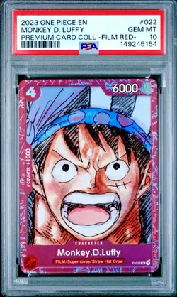 2023 ONE PIECE PREMIUM COLLECTION ONE PIECE FILM RED #022 MONKEY D. LUFFY PSA 10 - Image 1
