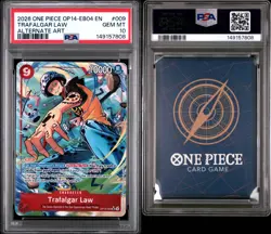 2026 ONE PIECE THE AZURE SEA'S SEVEN ALTERNATE ART #009 TRAFALGAR LAW PSA 10 - Image 3