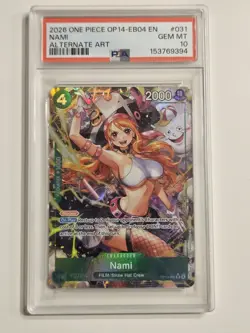 2026 ONE PIECE OP14 EB04 #031 AZURE SEA'S SEVEN NAMI ALT ART PSA 10 GEM MINT - Image 1
