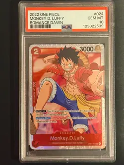 PSA 10 GEM MINT MONKEY D. LUFFY OP01-024 ONE PIECE ROMANCE DAWN - Image 1