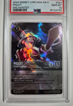 Disney Lorcana Ursula PSA 10 Enchanted Piglet Sturdy Swordsman Gem Mint Rare - Image 4
