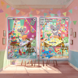 ✨ Minccino & Cinccino Illustration Rare Evolution Set NM | Art Connection Cards - Image 1