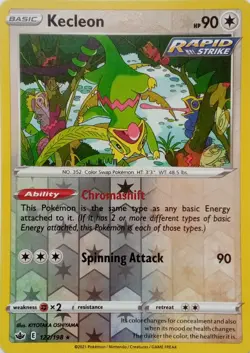 122/198 KECLEON REVERSE HOLO CHILLING REIGN POKEMON CARD - Image 1