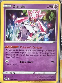 Pokemon Diancie Swsh10: Astral Radiance 068/189 Holo Rare Yuu Nishida Card 2022 - Image 1