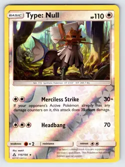 Type: Null 115/156 2018 S&M Ultra Prism Pokemon Card Reverse Holo Rare - Vlp - Image 1
