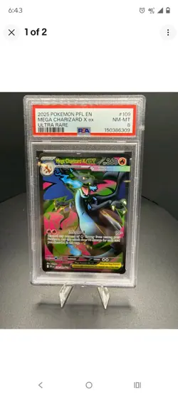 Pokemon TCG Mega Charizard X ex PSA 8 Ultra Rare Holo Me02 EN 109/094 - Image 1