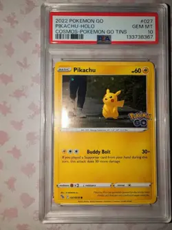 Pikachu - 2022 Pokemon GO Tins ~ Cosmos Holo ~ ENG - 027/078 - POP 74 - PSA 10 - Image 1