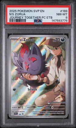 2025 Pokemon Svp En-Sv Black Star Promo Pokemon Center #189 N'S Zorua PSA8 - Image 1