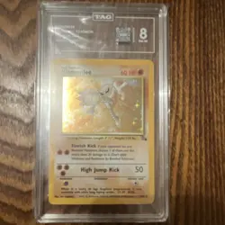 Pokemon Hitmonlee Fossil Holo Rare TAG 8 7/62 1999 English Unlimited - Image 1