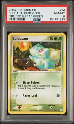 BULBASAUR REVERSE HOLO 54 FIRE RED & LEAF GREEN POKEMON PSA 8 - Image 1