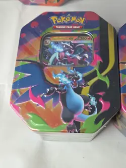Bundle Of Ten Pokemon Tins - Charizard X And Y Tins - Sealed Promo + 4 Packs - Image 2