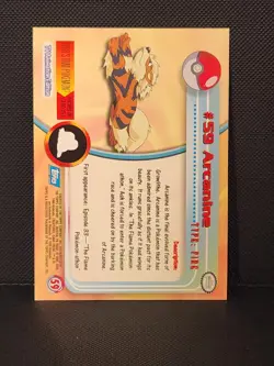 Pokemon TCG Arcanine Foil Topps TV Animation #59 Moderately Played Condition - Image 2
