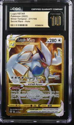 Lugia Vstar 211/195 Secret Rare Holo Silver Tempest Pokemon CGC 10 Pristine - Image 1
