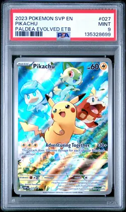 2023 POKEMON SVP EN-SV BLACK STAR PROMO #027 PIKACHU PSA 9 - Image 1