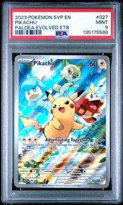 2023 POKEMON SVP EN-SV BLACK STAR PROMO #027 PIKACHU PSA 9 - Image 1