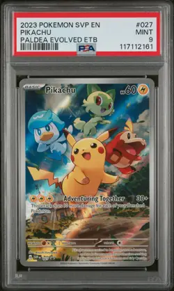2023 POKEMON SVP EN-SV BLACK STAR PROMO #027 PIKACHU PSA 9 - Image 1