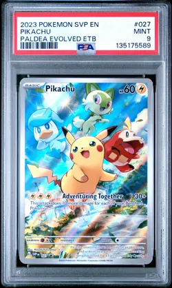 2023 POKEMON SVP EN-SV BLACK STAR PROMO #027 PIKACHU PSA 9 - Image 1