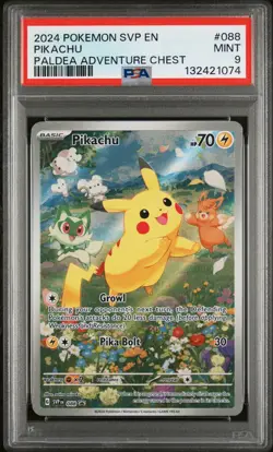 2024 POKEMON SVP 088 EN-SV BLACK STAR PROMO PALDEA ADVENTURE CHEST PIKACHU PSA 9 - Image 1