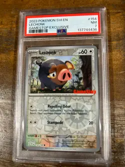 POKEMON 2023 Scarlet Violet Gamestop Exclusive LECHONK #154 PSA 7 RARE - Image 1