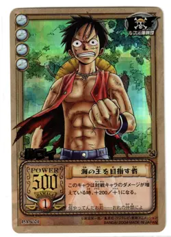 PA-C01 LUFFY One Piece Pirates CCG HOLO & GOLD Card Bandai 2004 Japanese - Image 1